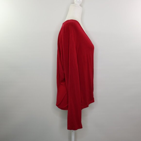 J Jill Stretch Red Wrap Style Top Long Sleeve - Picture 6 of 9
